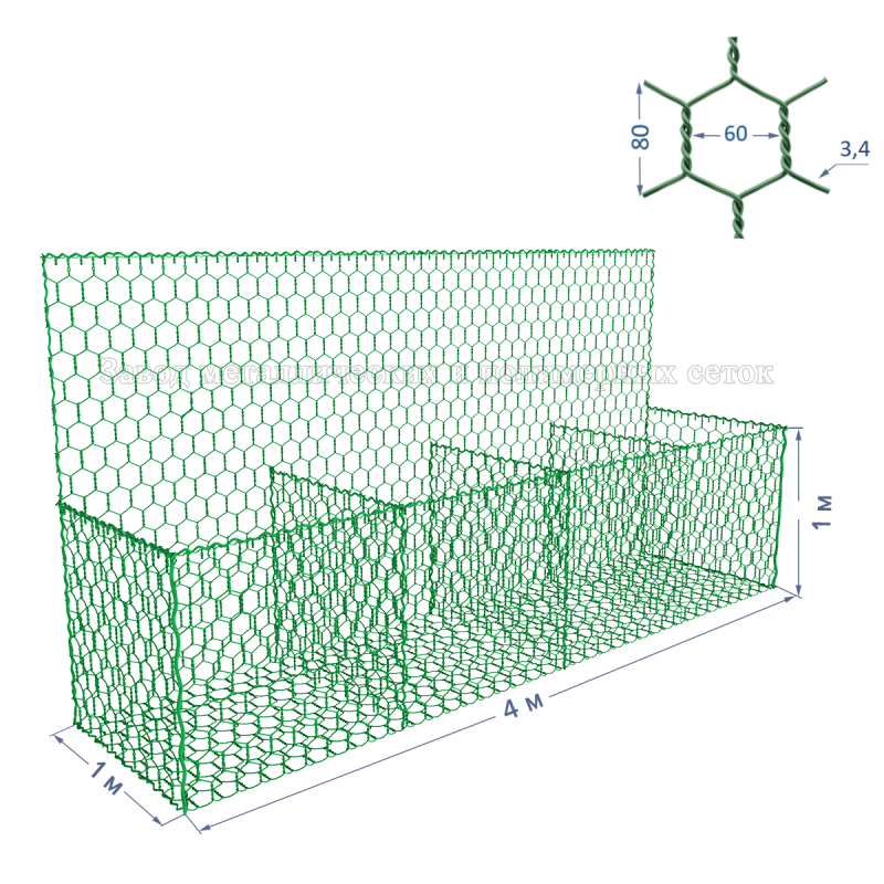 ГАБИОН ГСИ-К-4х1х1-С60-2,4/3,4-ЦП