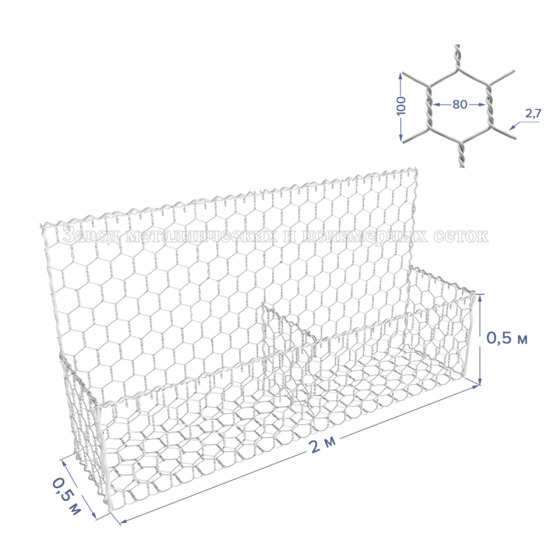 ГАБИОН ГСИ-К-2х0,5х0,5-С80-2,7-Ц
