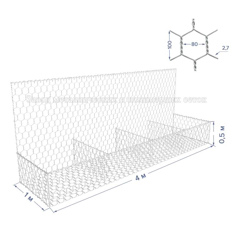 ГАБИОН ГСИ-К-4х1х0,5-С80-2,7-Ц