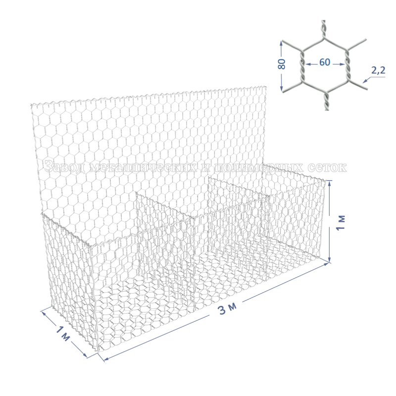 ГАБИОН ГСИ-К-3х1х1-С60-2,2-Ц