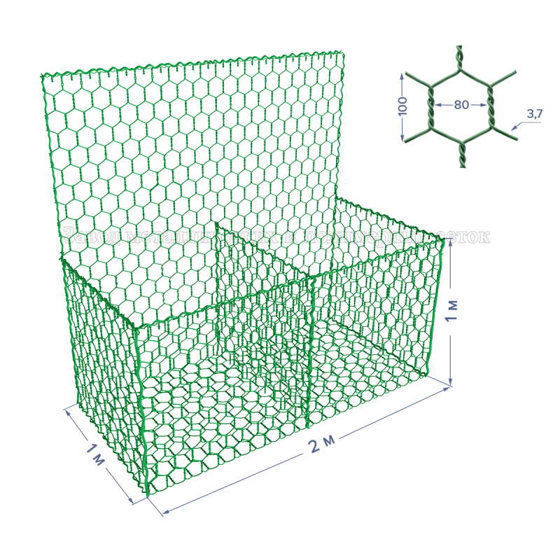 ГАБИОН ГСИ-К-2х1х1-С80-2,7/3,7-ЦП