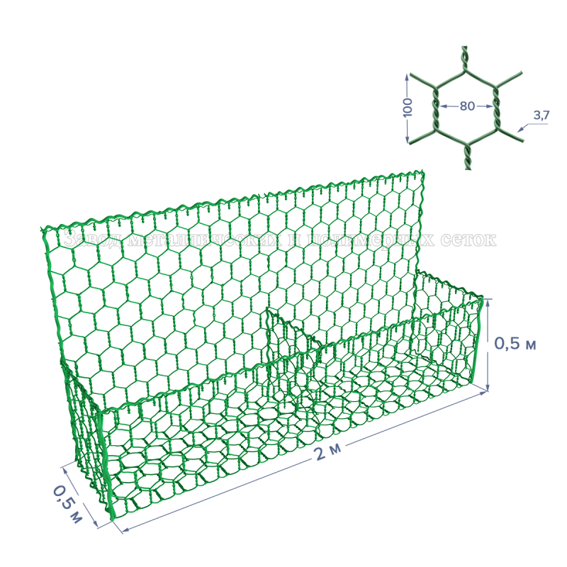 ГАБИОН ГСИ-К-2х0,5х0,5-С80-2,7/3,7-ЦП